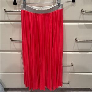 Chic hot pink  A-Line Skirt with Silver Waistband
